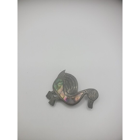 Vintage 925 Sterling Silver Brooch Pin Duck Abalone Shell Inlay Jewelry Fine - Picture 5 of 13